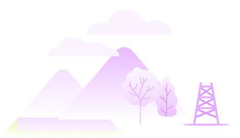 Ilustração de uma paisagem roxa